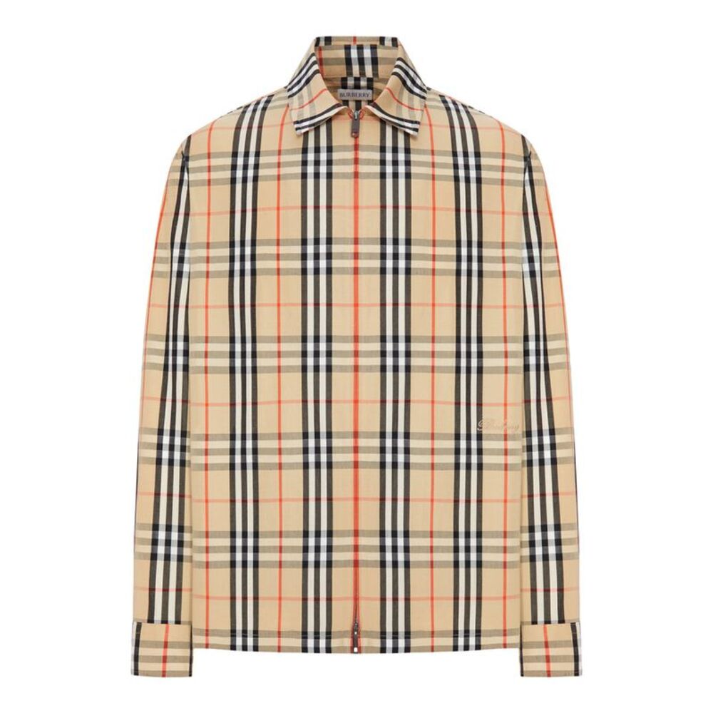 Burberry Men Check Cotton And Linen Overshirt